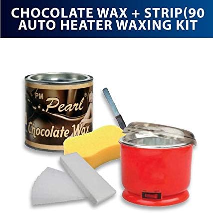 PMPEARL Chocolate Wax 90-Pieces Strips with Auto Cut Heater, Sponge and Knife