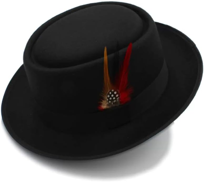 Amazon.com: Men's Flat Top Pork Pie Hat - Wool Porkpie Fedora Hats