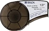Brady M21-500-423 21' Length, 0.5" Width, B-423 Permanent Polyester, Black On White Color, BMP 21 Mobile Printer ID PAL And LABPAL Printer Label