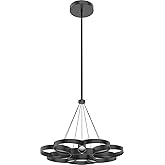 Kuzco Lighting Maestro 26" Chandelier | Black Finish | Frosted PC Diffuser | Modern LED Ceiling Light | Made of Steel and Acr