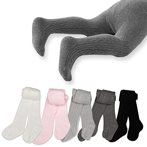 Baby Toddler Girls Tights 3 Pack Knit Cotton Leggings Pants for Infant Girl Stockings (style 5 pack B twist, 1-2 year)