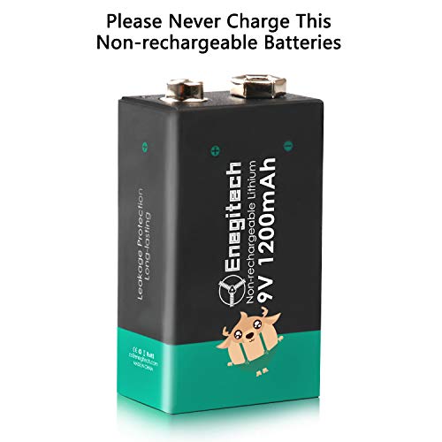 [Upgraded] Enegitech 9V Lithium Nonrechargeable Battery 1200mAh 4