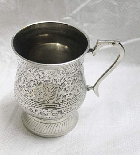 PARIJAT HANDICRAFT Unique Tankard Look - Handmade 100% Pure Brass Beer Stein - No Lining - 18 oz - Ice Cold Beer, Moscow Mules Mugs,
