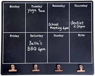 Weekly Planner Chalk Board with Copper Clips