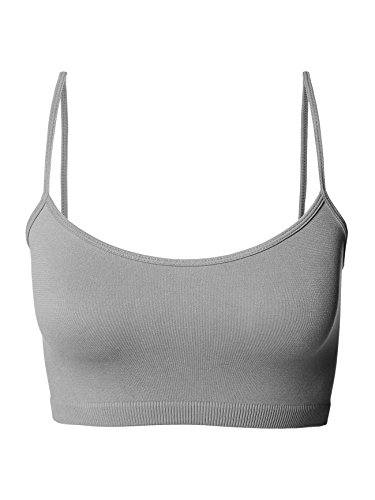 Luna Flower Women's Seamless Bralette-Spaghetti Straps No pad No Wire Grey ML(GBRW008)