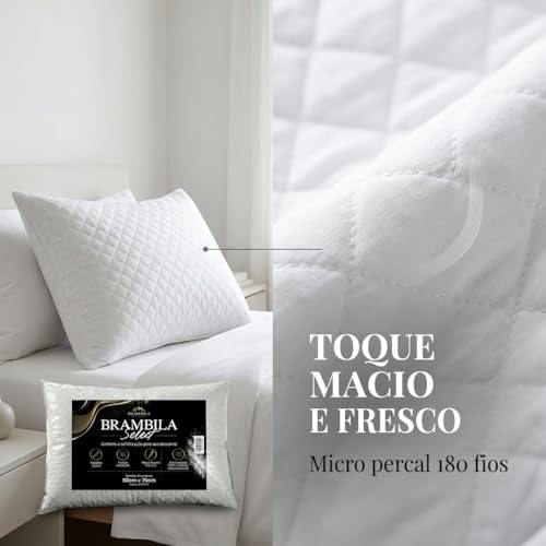 Kit 2 Travesseiros Toque de Pluma 50x70cm Kit Travesseiro Casal Percal 180 Fios Antialérgico Antimofo Antiácaro Lavável Suporte Médio Travesseiro Confortável para Dormir Macio e Leve Conforto Premium