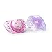 Chicco Flair Orthodontic BPA-Free Pacifier with Reusable Sterilizing Case, 2-Pack, Pink/Purple, 0-6m