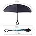 WASING Double Layer Inverted Umbrella, Windproof UV Protection Big Straight Umbrella for Car Rain Outdoor with C-Shaped Handle