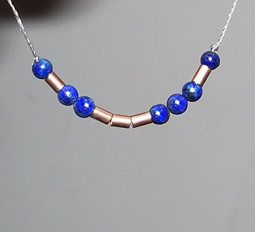 14k Rose Gold and Genuine Lapis Lazuli Morse Code LOVE Secret Message Cord Necklace or Bracelet