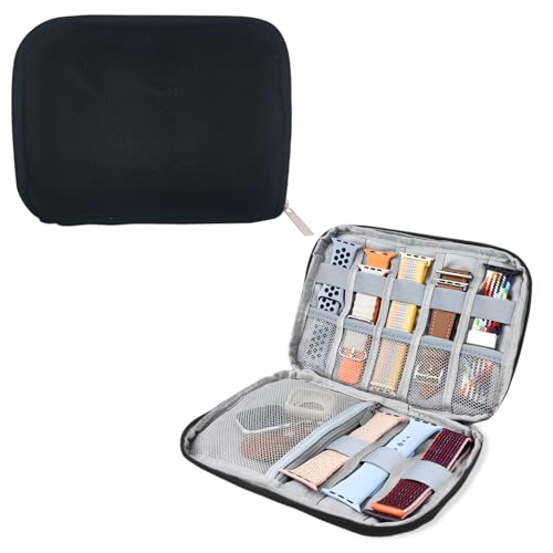 WisePoint Waterproof Watch Band Storage Case, Oxford Cloth Watch Strap Holder Portable Watch Band Organizer with 8 Watch Bands Slots (black)