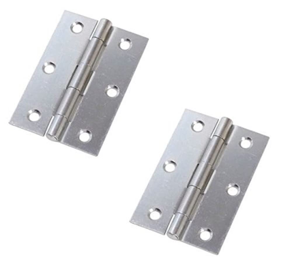 Merriway BH03801 (2 Pcs) 63mm (2.1/2 inch) Bright Zinc Plated Steel Narrow Utility Hinge - Pack of 2 Pieces