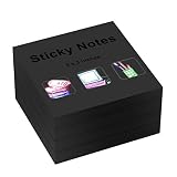 ZCZN Black Sticky Notes,3 x 3 in,100 Sheets/Pad,4 Pads/Pack