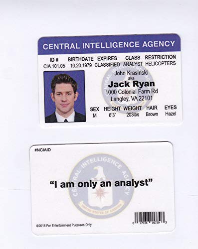 Jack Ryan aka John Krasinski Novely Drivers License/ Fun Fake i.d. Card of Langley VA