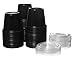 Crystal Ware Plastic Portion Cups with Lids, Condiment Cup, Jello Shot, Soufflé Portion, Sampling Cup (Black, 5.5oz 100 Cups/Lids)