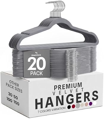 Cabides Premium de Veludo (Cinzentos, Pack de 20)