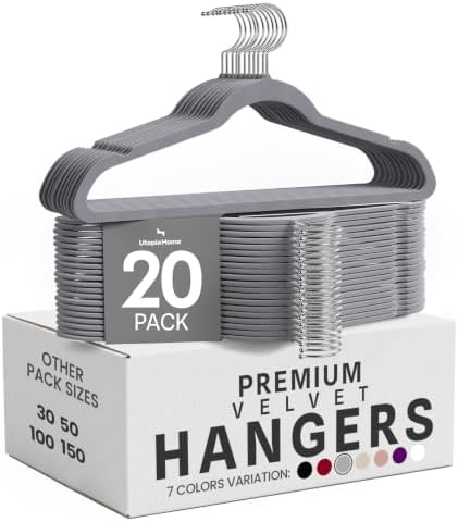 Cabides Premium de Veludo (Cinzentos, Pack de 20)
