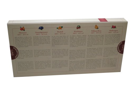 Schladerer Obstbrand Miniaturen Geschenkset 6 x 30 ml Obstwasser Zwetschgenwasser Mirabell Kirschwasser Williams-Birne… – Bild 3
