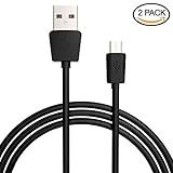 Long Micro USB Cable 6ft [2Pack] - PowerJive PREMIUM - High Speed - Thin Connector - Extra Thick Cable for Android, Samsung, HTC, Nokia, Motorola and more (Black)