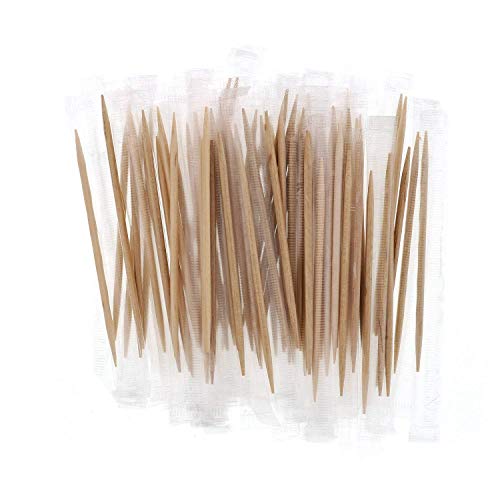 500 Individually Wrapped Double Pointed Round Wooden Toothpicks