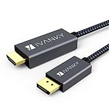 DisplayPort to HDMI Cable, iVanky 6.6 Feet HDMI to DisplayPort Cable, Nylon Braided DP to HDMI Cable for HDTV, Monitor, Projector, Desktop, AMD, NVIDIA, Lenovo, HP, ThinkPad - Space Grey