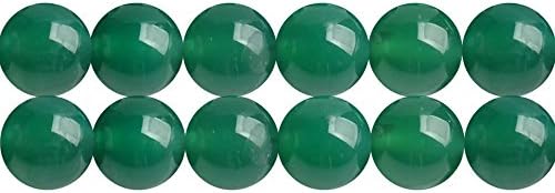 Natural Green Agate Stone AAA Semi Precious Stone Round 10mm Spacer Beads for DIY Necklaces Bracelets Earrings Jewelry Making Supplies One Strand 15 Inch APX 35 Pcs