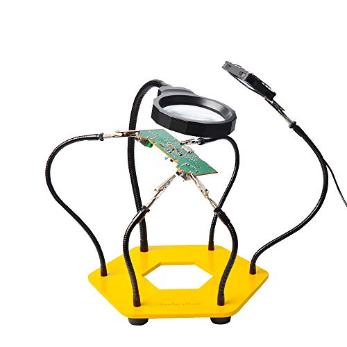 Helping Hands Soldering With LED Magnifier and USB Fan, 3 Brightness LED Third Hand Tool Station with 6 Flexible Gooseneck Arm Heavy Metal Base for DIY Craft Solder Detailed Electronics Repair Jewelry - Thumbnail 6