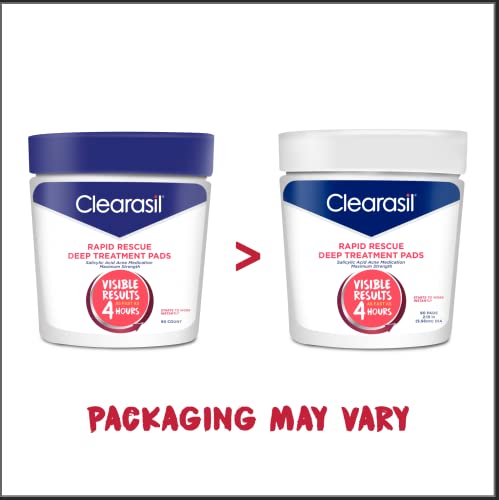 Clearasil Rapid Rescue Deep Treatment Acne Face Pads, Maximum Strenght ...