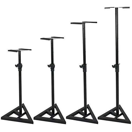 ZENY Pair of Studio Monitor Speaker Stands Height Adjustable Concert Band DJ Studio Floor Stands w/Stable Triangle Base, Black