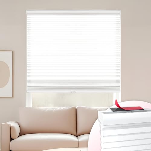 DEZ FURNISHINGS EZ Stick No Drill No Tools Cordless 1" Light Filtering Cellular…
