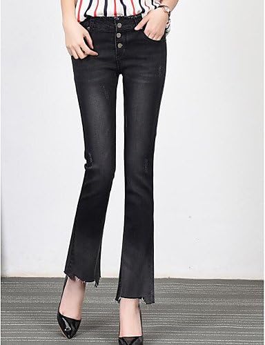 Ueannryer Womens Mid Rise Micro-elastic Bootcut Jeans Pants,Simple Bootcut Solid,S,Black