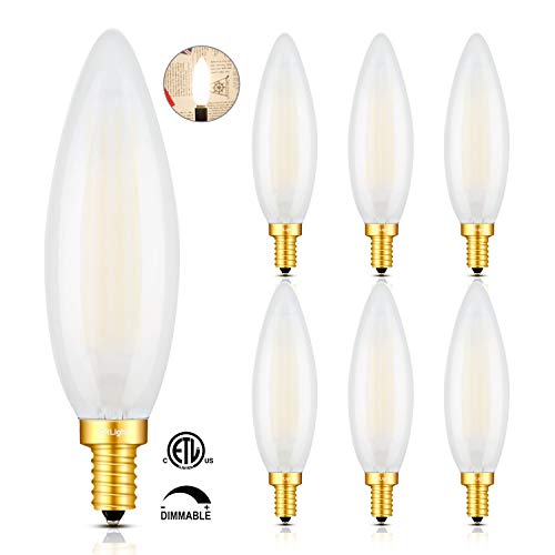 CRLight 8W 3000K Dimmable LED Candelabra Bulb Soft White, 70W