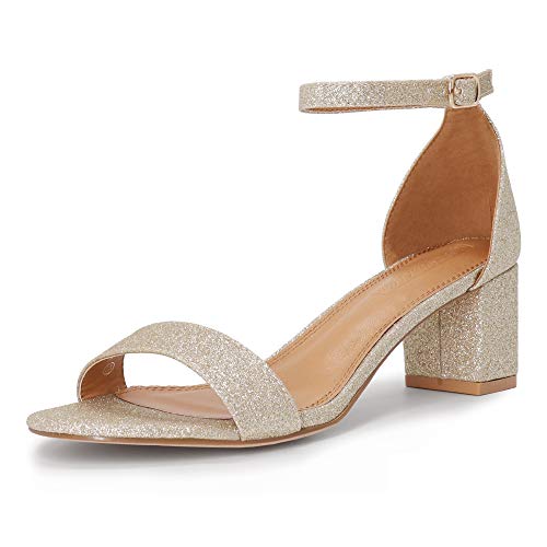 SHOWHOW-Womens-Block-Low-Heel-Ankle-Strap-Heeled-Sandals-Shoes-Chunky-Dress-Office-Heels-Gold-Glitter-9-M-US
