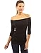 PattyBoutik Women's Off Shoulder Ruched Side Long Sleeve Blouse (Black S)