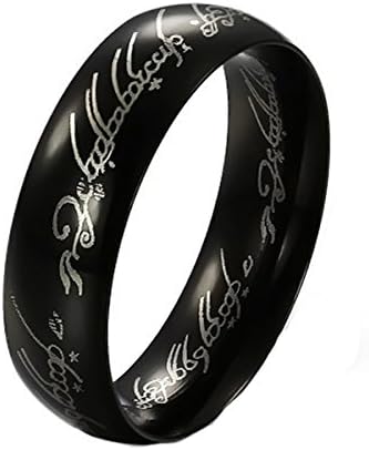 Hobbit Letter Rings Black Stainless Steel the Lord One Rings Titanium Steel 6MM Men Rings (9)
