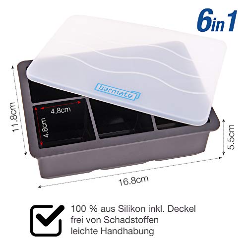 barmate XXL Eiswürfelformen aus Silikon im Set, eine für 4 runde Eiskugeln und eine für 6 XXL Würfel für Cocktails… – Bild 5