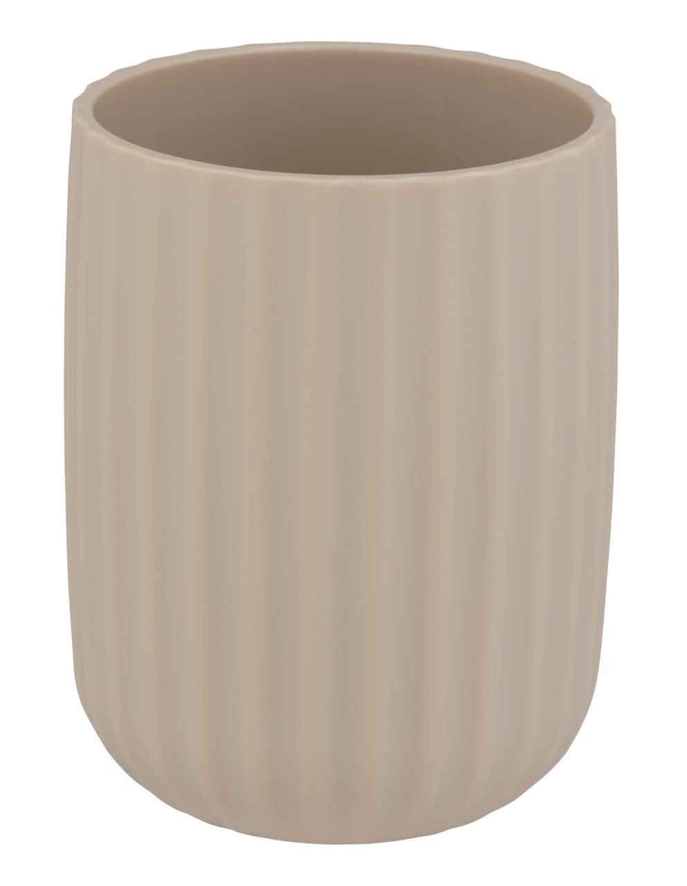WENKO Agropoli toothbrush mug, beige, toothbrush holder with sculptural design and textured surface, BPA-free, Ø 7.5 x 10 cm
