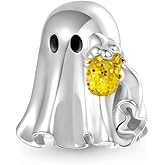 GNOCE Ghost Drinking Beer Halloween Charm Sterling Silver Bead Halloween Charm Fit Bracelet/Necklace for Women Wife/Jewelry Gift