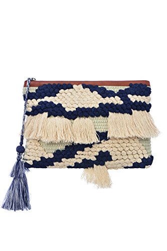 Guadalupe Designs Women s Majorca Woven Canvas Clutch Navy Blue One