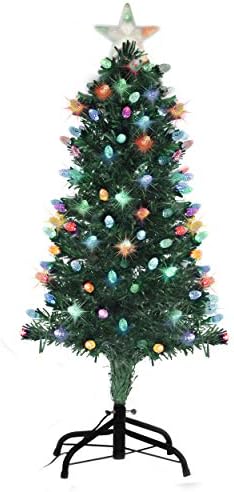 Holiday Essence Pre Lit Christmas Tree 3 Ft, Artificial Xmas Tree with Prelit LED Multicolor Lights, Star Tree Topper, Changing Acorn Shaped LEDs, 96 Full Hinged Tips, Metal Stand, UL Listed