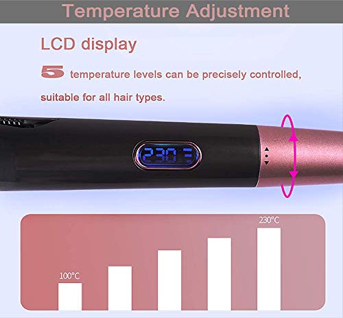 Hair Straightener Curling Iron 2 In 1 Professional Flat Ceramic Straightening Curler Wand with LED Display 1 Inch Twist Plate Tourmaline Dual Voltage Travel Hair Styling Tools(Grey)