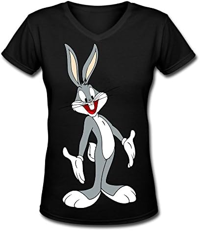 Bugs Bunny V-Neck T Shirts/Short Sleeve/Jersey/Tshirts For Womens Black