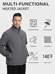 PTAHDUS Men's Heated Jacket Soft Shell with Hand