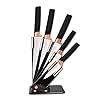 Kitchen Knife Block Set Copper 5 Piece Set with Knives Clear Acrylic Block Stainless Steel Blades - by Nuovva