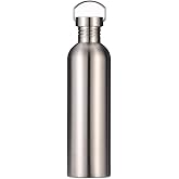 Stainless Steel Water Bottle Single Wall Metal Bottle Large Camping Water Cup with Handle Wide Mouth Leak Proof Lightweight Sports Kettle Cup (51 oz)