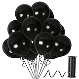 Treasures Gifted New Year Eve Party Balloons Supplies 12 Inch Thick Matte Latex Black Balloons 100 Pack for Birthday Graduation Party Decorations