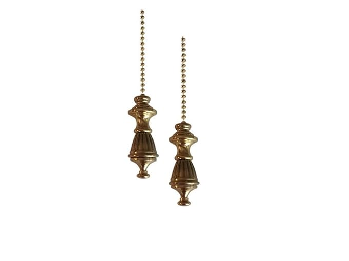 Upgradelights Pair Of Solid Brass Decorative Colonial Fan Pulls With Beaded Chain