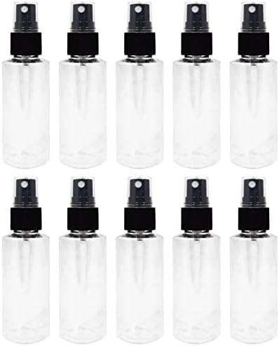 10 - 2 oz Clear PET Bottle with Black Fine Mist Sprayer