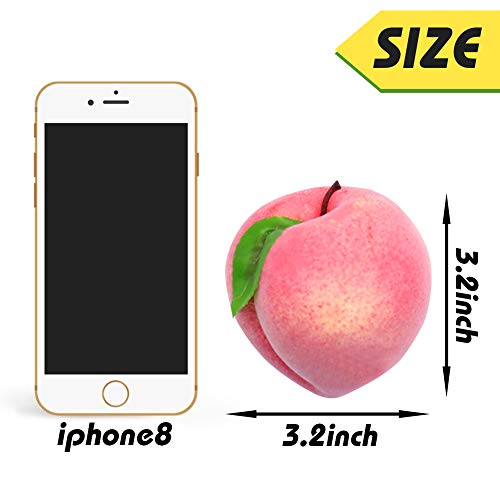 BigOtters 16PCS Artificial Fruit Peach, Fake Peach Artificial Lifelike Peach with Leaves Simulation Pink Peach Photo Props Party Home Kitchen Decor Food Toy
