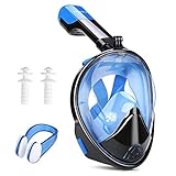 INTEY Snorkel Mask Full Face - 180°View Panoramic Snorkeling Mask, Anti-Fog and Anti-Leak, with Detachable Camera Mount, with Earplug and Nose Clip, Suitable for Snorkeling Swimming (L)