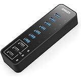 Anker 10 Port 60W Data Hub with 7 USB 3.0 Ports and 3 PowerIQ Charging Ports for Macbook, Mac Pro / mini, iMac, XPS, Surface Pro, iPhone 7, 6s Plus, iPad Air 2, Galaxy Series, Mobile HDD, and More